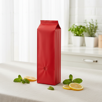 Sachet en plastique de qualité alimentaire imprimé en héliogravure rouge, scellé au milieu, pour 500g de grains de café, avec valve de dégazage unidirectionnelle et anti-humidité pour café