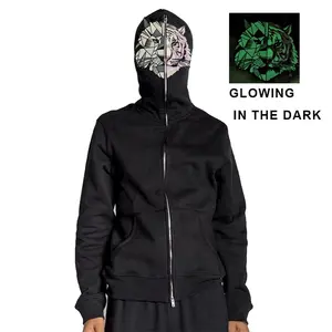 Brilham no escuro Bordado camisola do hoodie Brilhando no escuro Completa zip up hoodie para homens feitos sob encomenda completa zip up hoodie