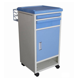 Medical Bedside Cabinet Steel Plastic L450xW420xH900mm Hospital Use Off White Light Blue <b>Flat</b> Panel Door - Product Image 2