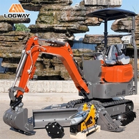 Mini-excavatrice LOGWAY avec châssis télescopique en option, performances hydrauliques puissantes pour travaux de jardinage, livraison gratuite