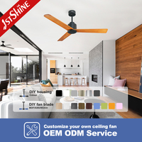 Ventilador de Techo 1stshine de 52 Pulgadas, 220v, 6 Velocidades, Control Remoto, Ventilador de Techo Nórdico de Madera con Motor DC