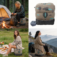 Repose-pieds gonflable pour le camping en plein air, pouf portable avec pompe à air pour les voyages, la randonnée, le pique-nique, siège gonflable multi-usages