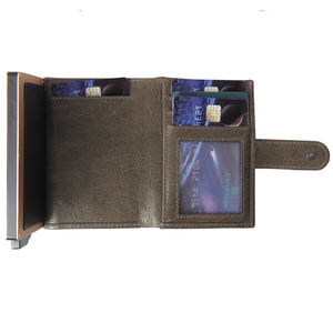 Cartera unisex corta personalizada de 7 pulgadas con cierre abierto, función antirrobo RFID, tarjetero de aluminio, accesorio de PU a la moda, forro de nailon - Product Image 2