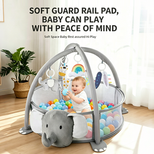 Tapis de jeu pliable 4-en-1 KSF en coton doux avec piscine à balles et côtés en maille pour bébés, centre d'activités intérieur, vente en gros - Product Image 2