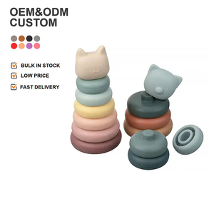 Silicone arcobaleno accatastamento torre anello primo educativo sensoriale <span class=keywords><strong>blocchi</strong></span> di costruzione giocattoli Montessori gioco per bambini <span class=keywords><strong>con</strong></span> confezione borsa - Product Image 1