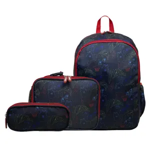 Новый дизайн, Высококачественная мягкая школьная детская сумка, набор с индивидуальным рисунком, модный рюкзак, пенал, сумка для обеда, обратно в школу
