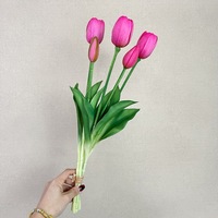 NINI Vente en gros de 5 têtes de tulipes artificielles de haute qualité, tulipes blanches, fleurs artificielles au toucher réel, tige unique, décoration d'intérieur, Noël, Halloween