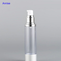 Flacons cosmétiques sans air en plastique transparent avec pompe diffuseur en aluminium mat argenté, 15ml, 30ml, 50ml, 80ml, 100ml