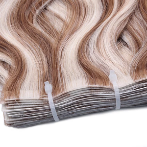 Invisible <b>Long</b> Tape Hair Extensions Remy Human Hair curly piano color Double Drawn Seamless Skin Tape In Easy Install For Women - Product Image 4