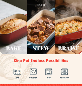 Marmite en <span class=keywords><strong>fonte</strong></span> émaillée 2-en-1 personnalisée avec couvercle, type <span class=keywords><strong>cocotte</strong></span> hollandaise, pour la cuisson de gâteaux et pains à la maison – Vente en gros directe usine - Product Image 5