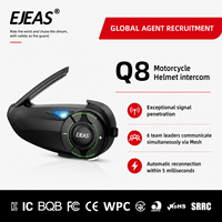 Système de communication pour casque de moto EJEAS Q8 Mesh, idéal pour les voyages et les aventures