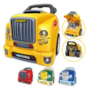 2023 Kids Push Truck Head Driving Toy Children Mechanic Pretend Motor Engine Repair Car Tool Kit Take Apart Toys Assembly