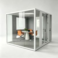 Cabine téléphonique insonorisée mobile moderne en aluminium et verre, pod de réunion de bureau, cabine vocale, salle de diffusion en direct, bureau à domicile intérieur