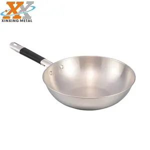 Chinese Kitchen Saladmaster Cooker Gas Cast Round Bottom Stainless Steel Iron Frying Pan Wok