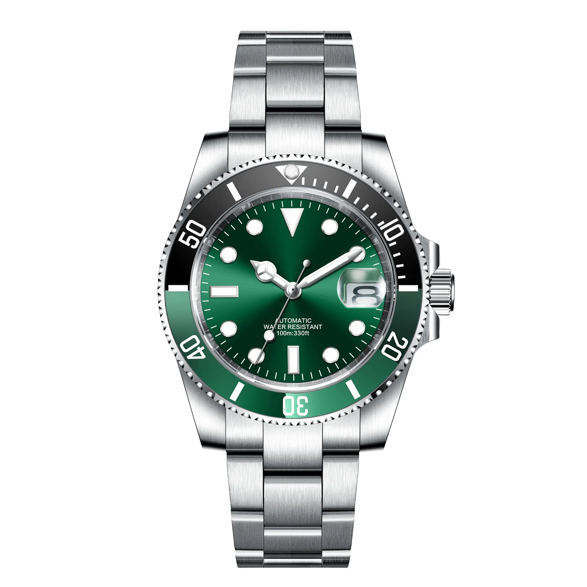 Hot sale 40mm Green Dial Sapphire Glass Date 10ATM Automatic Luxury Mechanical Watches For Men