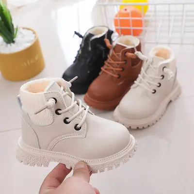 Children Casual Shoes Autumn Winter Martin Boots Boys Shoes Fashion Leather Soft Antislip Girls Boots