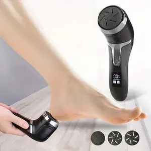 IFINE Beauty Removedor elétrico de calos de pés com aspirador de pó Removedor de calos de pés recarregável com 3 cabeças 2 velocidades, display LCD