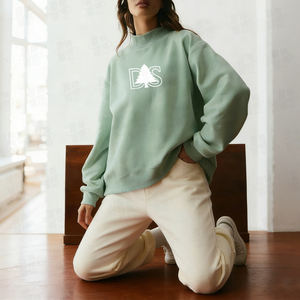 Sudadera Holgada de Felpa Suave de Algodón Grueso al por Mayor, con Hombros Caídos, Estilo Oversize, Cuello Alto Simulado, Bordado Personalizado - Product Image 2