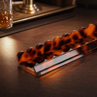Règle de Mahjong en Acrylique pour 4 Joueurs, Style Moderne de Luxe Américain, Magnétique, Motif Vague, Transparente, Couleur Écaille de Tortue, Jeux de Tortue