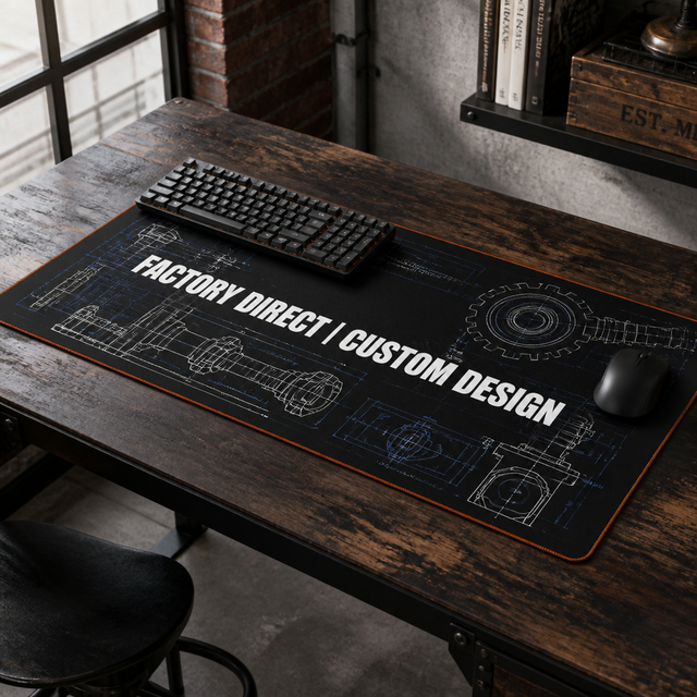 Ideskmat Wholesale Natural Rubber 60x30cm Custom Orange Color Stitched Border Mousepad Print