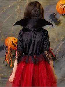 Vestido de Princesa de Malla para Niñas, Disfraz con Capa para Halloween, en Oferta - Product Image 4