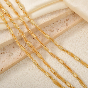 fine golden segmented <b>rope</b> bead tube same design various size layered lightweight wholesale fashion jewelry necklace - Product Image 5