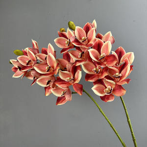 <span class=keywords><strong>10</strong></span> cabezas 3D impreso blanco rosa Cymbidium orquídea flores Material de tacto Real para boda Año Nuevo chino decoración del hogar - Product Image 4