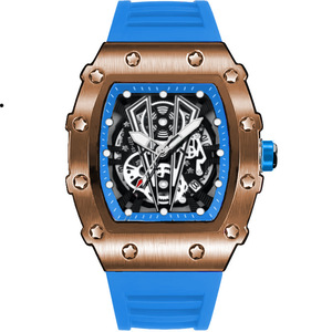 Zido sang trọng của người đàn ông thép không gỉ thạch anh Đồng hồ đeo tay sáng Silicone dây đeo tonneau trường hợp thể thao kinh doanh thời trang đồng hồ - Product Image 5