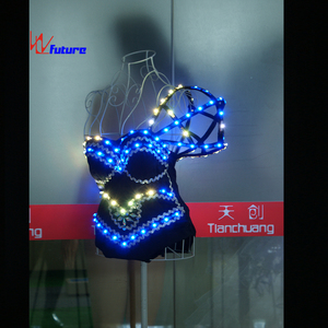 Traje Sexy con Luces LED, Body de Encaje Bordado Luminoso para Halloween, <span class=keywords><strong>Discoteca</strong></span>, Baile GOGO, Festival, Fiesta - Product Image 4