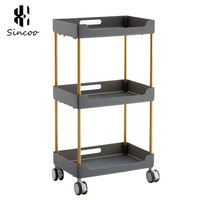 Chariot de Salon Pliant de Luxe Moderne à Trois Niveaux avec Roulettes, Support Robuste en Acier Inoxydable pour Maison, Bureau, Atelier, Entrepôt