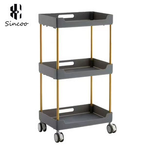 Luxury Foldable Modern Salon <b>Trolley</b> Pulleys Three-layer High Load-bearing Stainless Steel Bracket Home Office Warehouse Use - Product Image 3