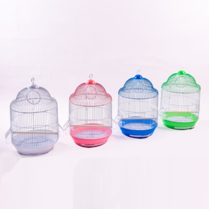 Cage à oiseaux ronde en fil d'acier avec plateau en plastique, cage d'intérieur suspendable pour petits oiseaux, style simple, couleur unie - Product Image 5