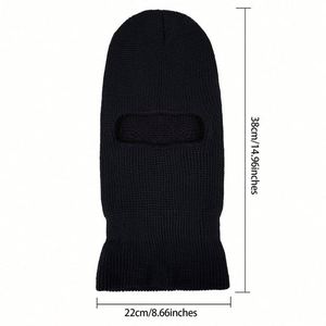 Masque de ski intégral en tricot à 1 trou avec logo brodé personnalisé, bonnet balaclava pour adulte, pour l'extérieur - Product Image 3