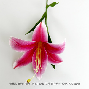 Bouquet de lys artificiels 50 cm en PU souple PVC haute simulation pour décoration intérieure et accessoires de mariage - Product Image 6