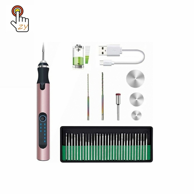 USB Rechargeable Portable Cordless Electric Mini Polish Drill Grinder Engraving Pen for Jewelry Metal Glass Wood Stone