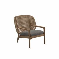 Fauteuil à bascule individuel haut de gamme en teck, mobile, avec repose-pieds en rotin, pour extérieur, style nordique, idéal pour villa, jardin, cour et salon