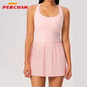 Custom Design Pickle ball Padel Kleid Tennis Kleidung Tragen Falten Frauen Einteiliges Tennis kleid mit Unterhosen und Taschen - Product Image 5