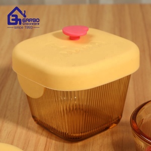 Cao Borosilicate <span class=keywords><strong>Glass</strong></span> <span class=keywords><strong>container</strong></span> thực phẩm với màu nắp chịu nhiệt <span class=keywords><strong>Glass</strong></span> Hộp Ăn Trưa lò vi sóng an toàn hổ phách hộp màu rắn - Product Image 5