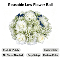 Boule de fleurs artificielles bleues et blanches, roses en soie et hortensias, centre de table floral pour la décoration de mariages, de fêtes, de bureaux et de maisons