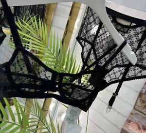 Hoge Kwaliteit Mesh Sexy Lingerie Franse Ultra-Dunne Bh En String Set Doorzichtig Kant Borduurwerk Lingerie Set - Product Image 6