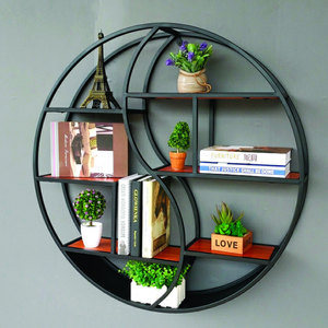 Étagère murale ronde en fer vieilli moderne pour <span class=keywords><strong>bibliothèques</strong></span> de rangement simples pour le salon - Product Image 2