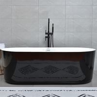 Baignoire autoportante en acrylique noir et blanc pour salle de bain intérieure d'hôtel au design moderne, baignoire profonde pour la vente