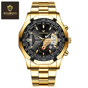 Fenzun Quartz Watch 13mm Analog Waterproof Chronograph Tachymeter Date Luminous Hands Deployment Clasp Stainless Steel Band - Product Image 5
