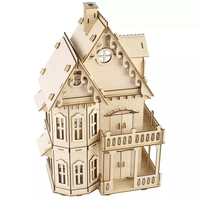 IIECREATE gothique Villa bricolage 3D Puzzle en bois modèle Kit jouet éducatif pour enfants Architecture modèles de construction en bois