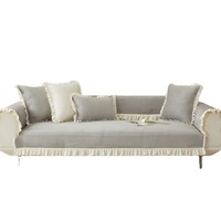 Nouvelle Coussin de Canapé en Flanelle Ultra Douce Couleur Unie Style Coréen Frais Antidérapant avec Volants pour Automne Hiver