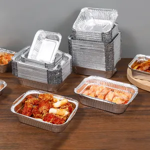 Recyclable Aluminum Foil Trays Available For Food Round And Square With LIDS