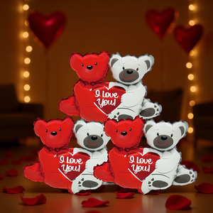Party Love Foil Bear <b>Balloons</b> 38x40.5cm I Love You Valentine's Day <b>Decor</b> Indoor Use Disposable Plastic Animal Shape - Product Image 2