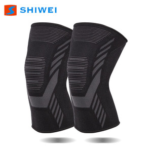Genouillère Shiwei noire en nylon tricoté 3D, support élastique pour le basketball et la course à pied, protection pour hommes - Product Image 1