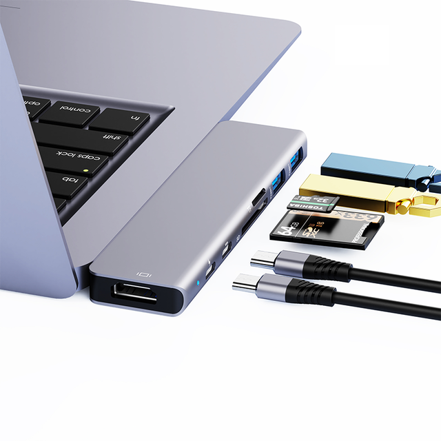 7 Port USB Type C Hub Docking Station for Macbook iMac Mini USB Hub USB 3.0 Card Reader OTG Data Hub with Charging Port