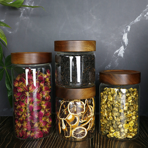 Frasco de Almacenamiento Hermético de Vidrio de Borosilicato de Alta Calidad con Tapa de Madera de Canela, Recipiente de Cocina <span class=keywords><strong>para</strong></span> Granos y Otros Productos Secos - Product Image 6